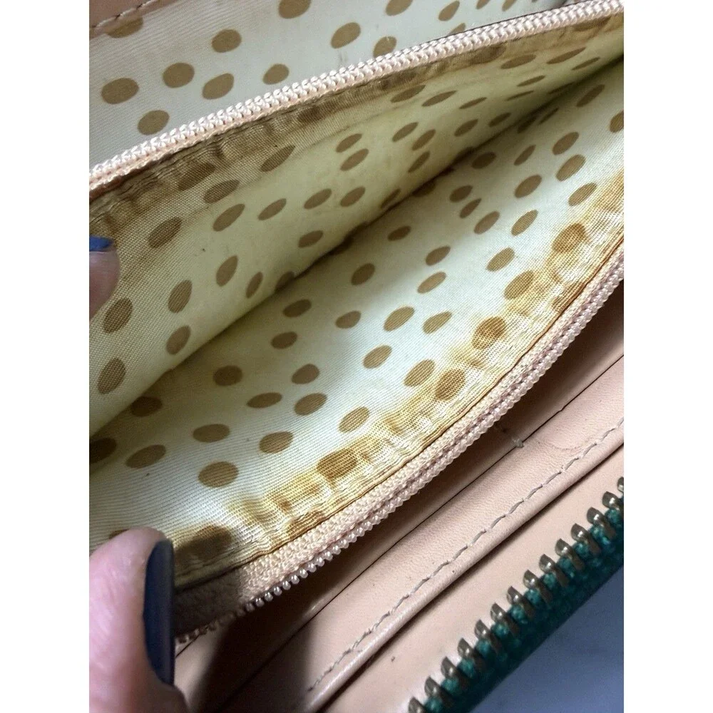Kate Spade Jazzy Metro Green Patent Leather Zip Around Wallet Custom Art As Is